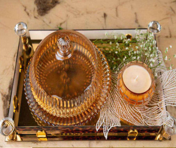 Amber Cake Cloche Gift Tray