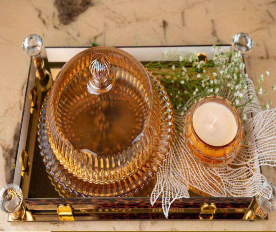 Amber Cake Cloche Gift Tray