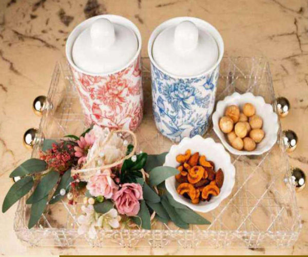 Floral Ceramic Jar Tray