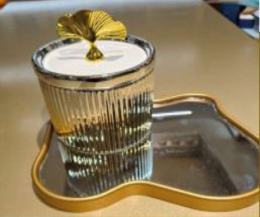 Ginkgo Metallic Jar Mirror Tray
