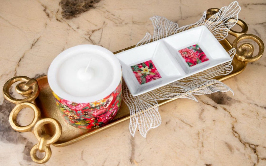 Printed Candle & Bowl Basket