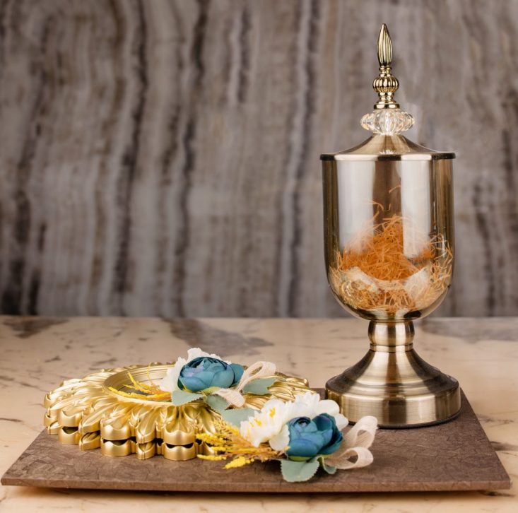 Golden Diya Wood Platter