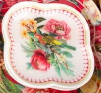  – Printed Plate Trio & Ruby Vase