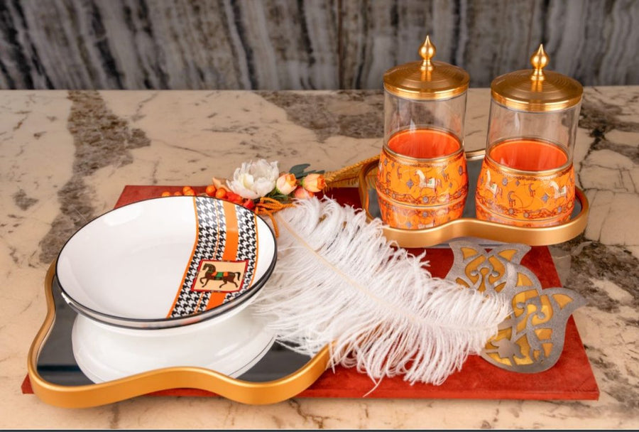 Mirror Diya Tray Set
