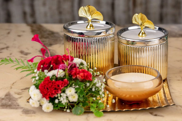 Gilded Crystal Candle Platter