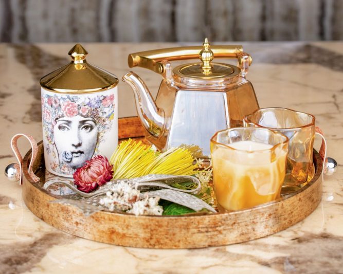 Teapot & Glass Candle Tray