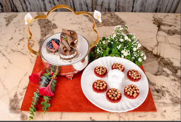 White Cake Stand Wood Platter