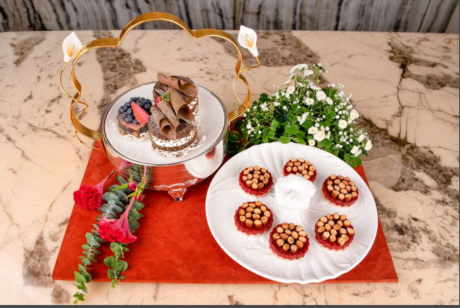 White Cake Stand Wood Platter