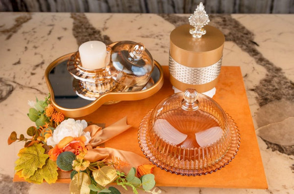 Gold & White Jar Wood Platter
