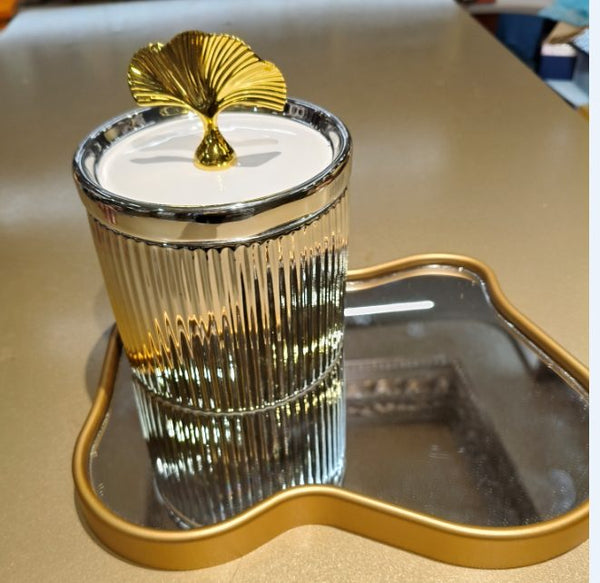 Gold & White Jar Mirror Tray