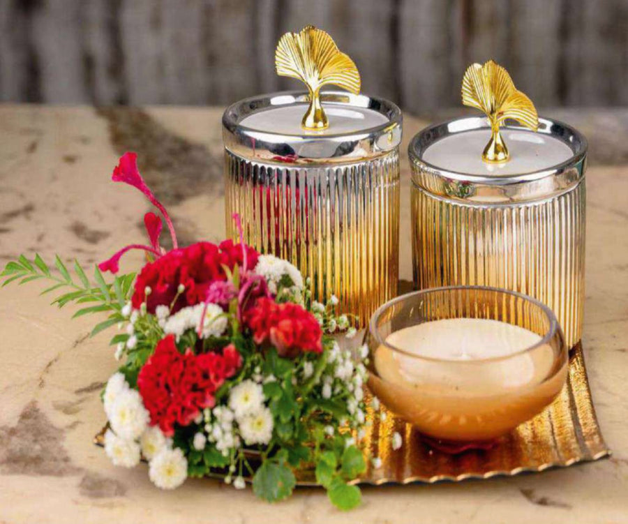 Silver & Gold Ginkgo Jar Tray